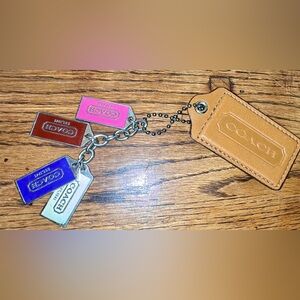 Coach large Hangtag w/ Enamel Charms in Pink, Purple, Brown & Cream